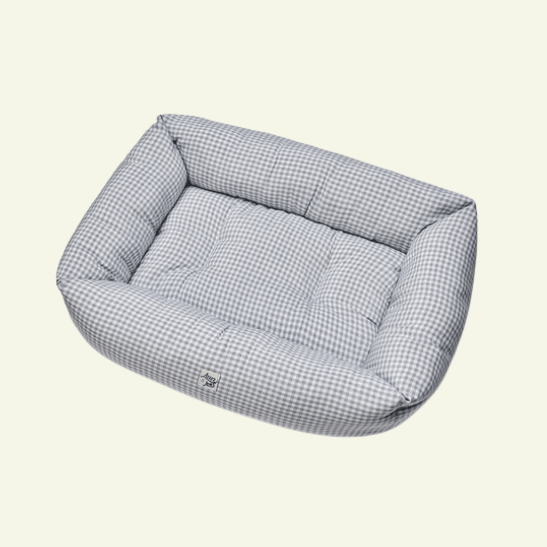 Vichy | Panier en coton déhoussable - fabrication artisanale - Jean - Poil - Gris clair