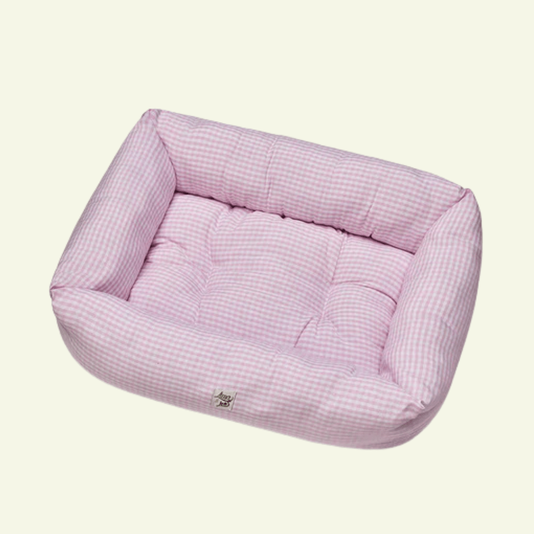 Vichy | Panier en coton déhoussable - fabrication artisanale - Jean - Poil - Rose