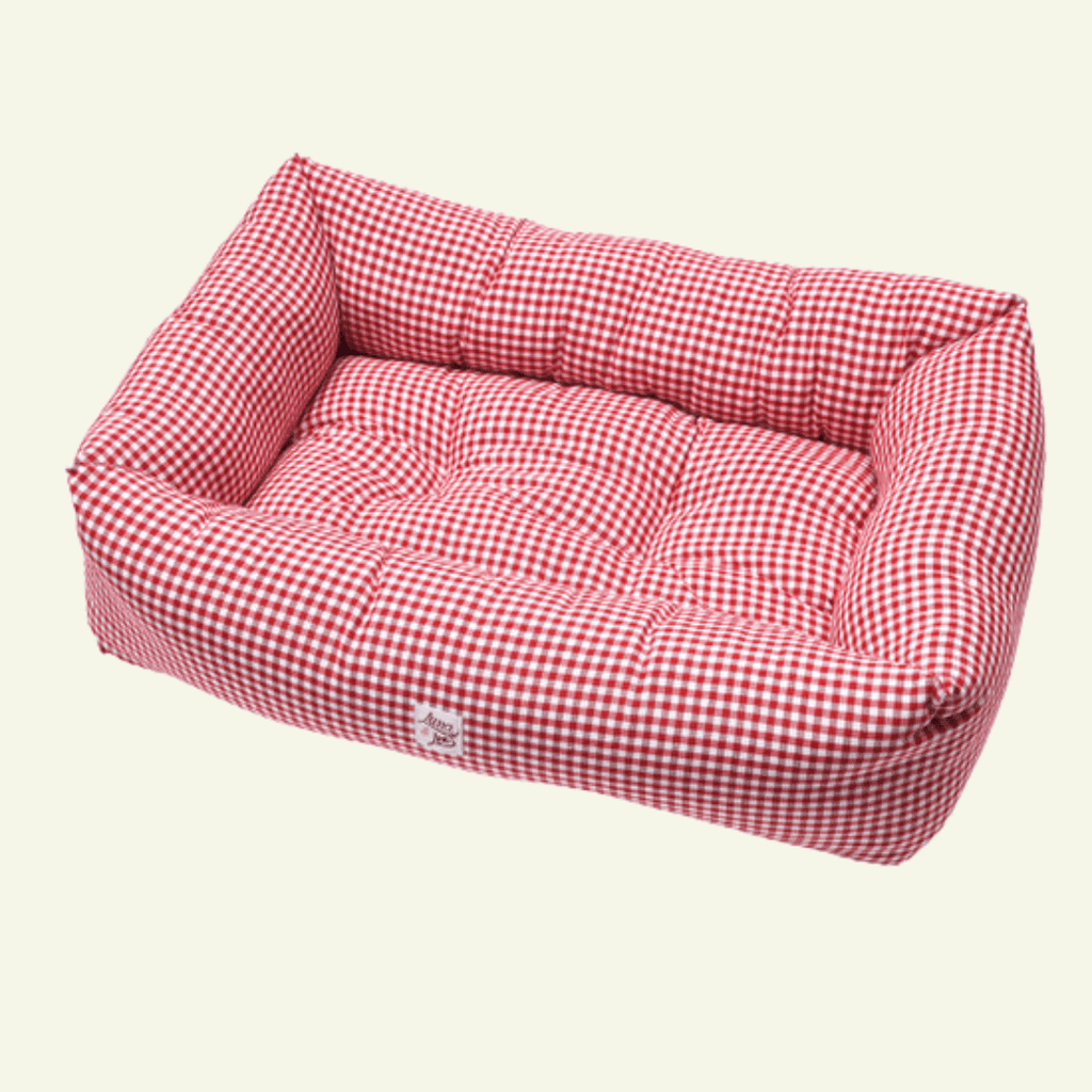 Vichy | Panier en coton déhoussable - fabrication artisanale - Jean - Poil - Rouge