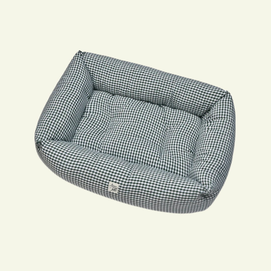 Vichy | Panier en coton déhoussable - fabrication artisanale - Jean - Poil - Vert