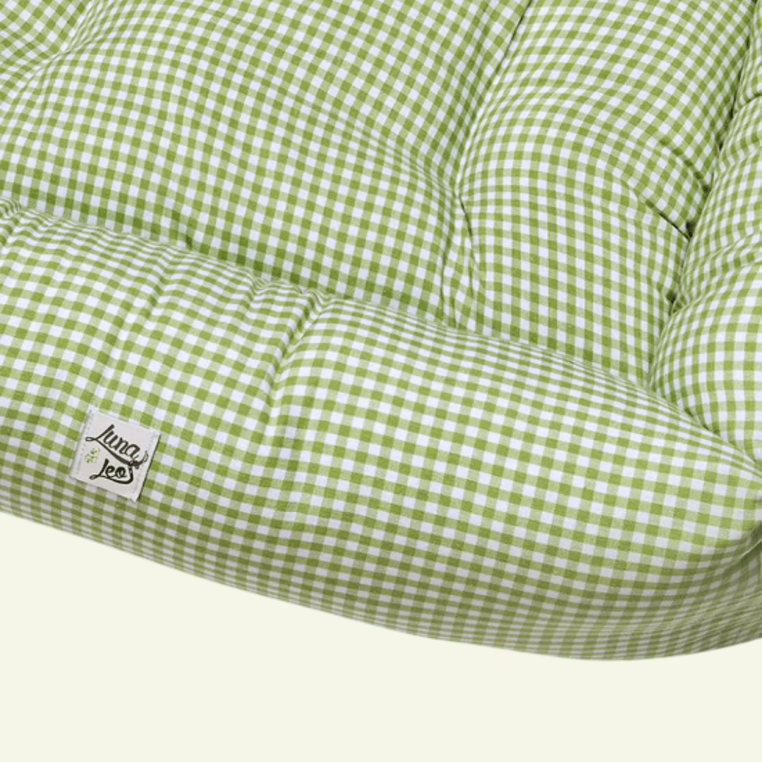 Vichy | Panier en coton déhoussable - fabrication artisanale - Jean - Poil - Vert