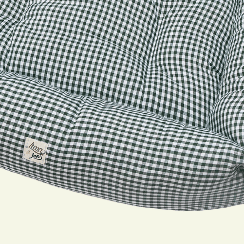 Vichy | Panier en coton déhoussable - fabrication artisanale - Jean - Poil - Vert