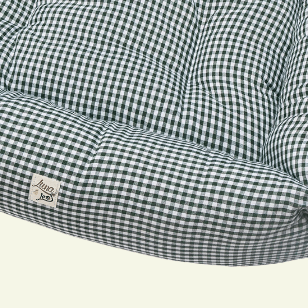 Vichy | Panier en coton déhoussable - fabrication artisanale - Jean - Poil - Vert