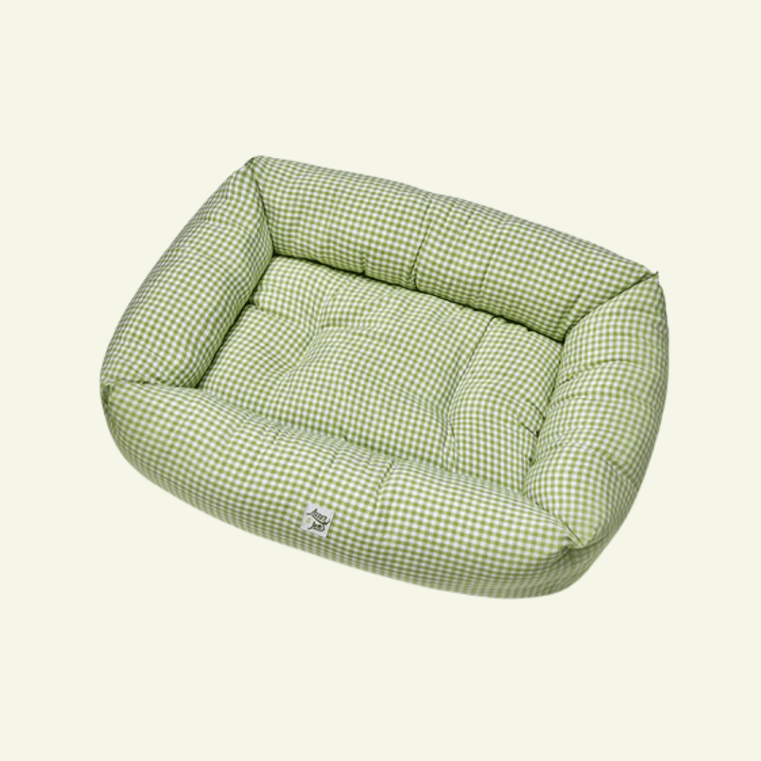 Vichy | Panier en coton déhoussable - fabrication artisanale - Jean - Poil - Vert clair