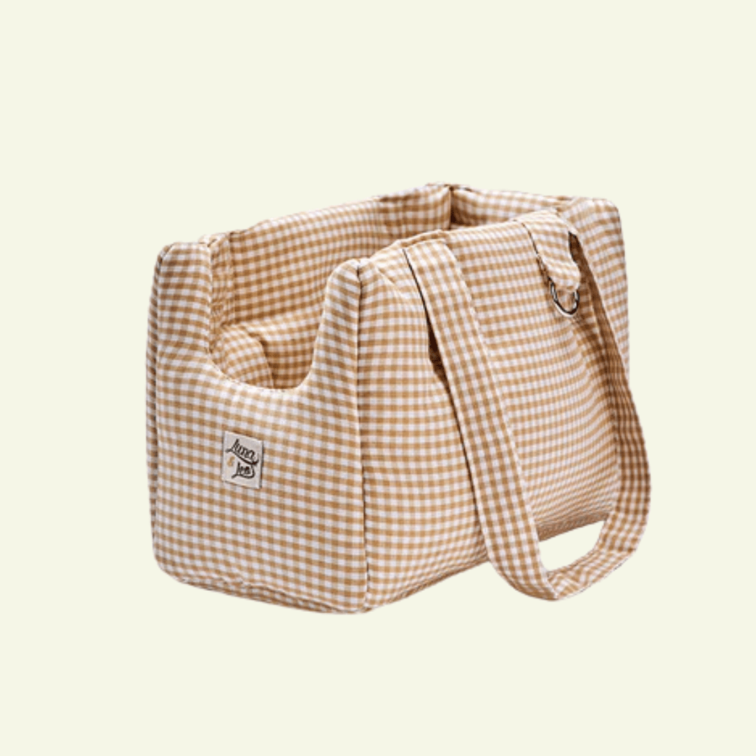 Vichy | Sac de transport en coton - fabrication artisanale - Jean - Poil - Beige
