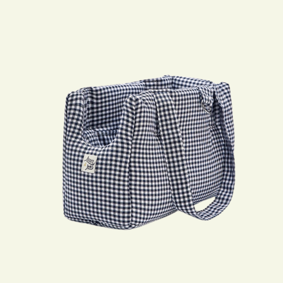 Vichy | Sac de transport en coton - fabrication artisanale - Jean - Poil - Bleu