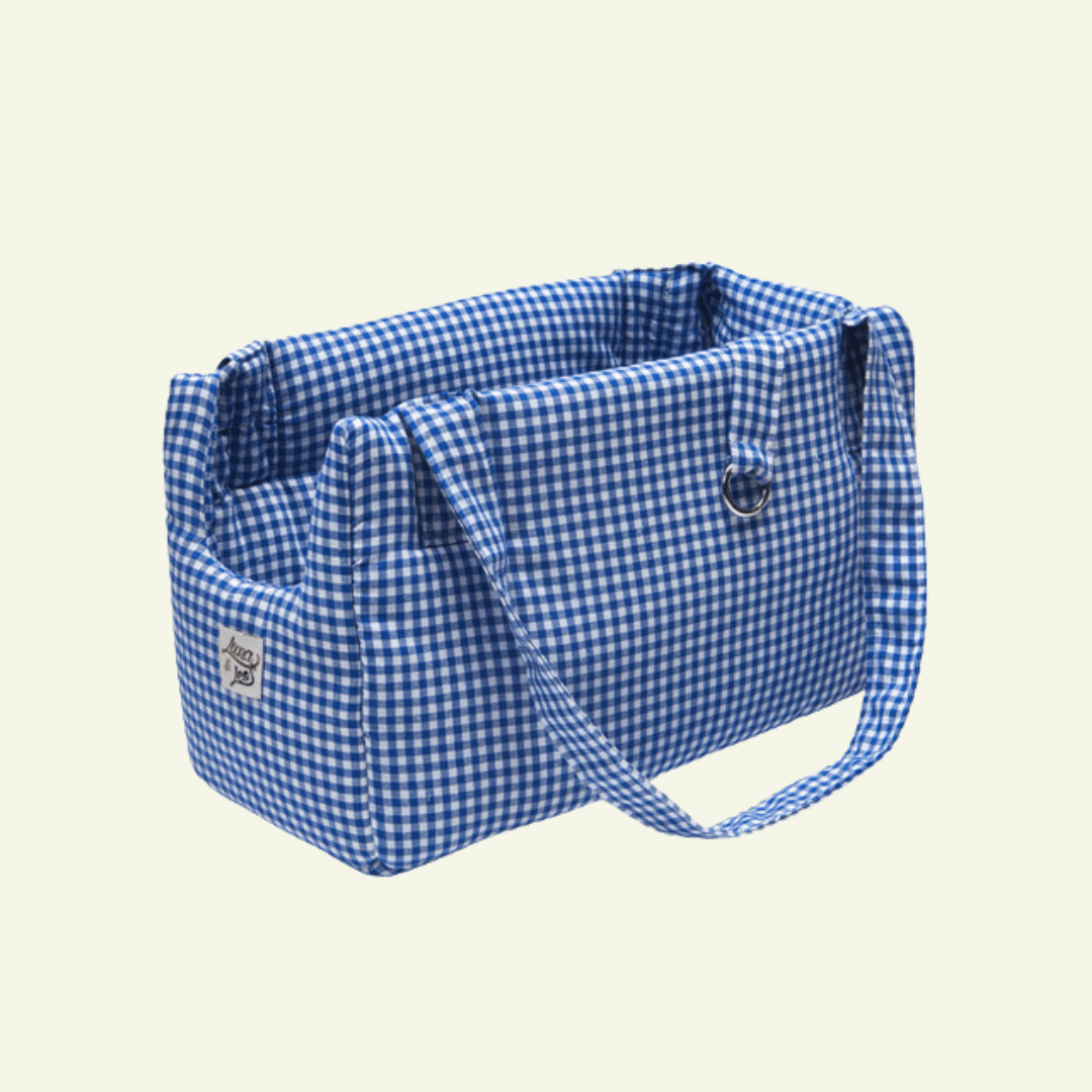 Vichy | Sac de transport en coton - fabrication artisanale - Jean - Poil - Bleu clair