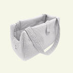 Vichy | Sac de transport en coton - fabrication artisanale - Jean - Poil - Gris clair