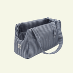 Vichy | Sac de transport en coton - fabrication artisanale - Jean - Poil - Gris foncé