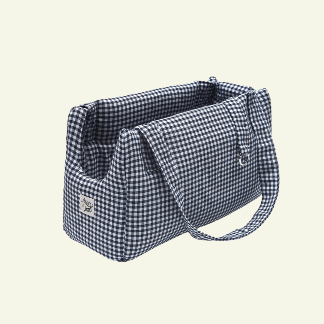 Vichy | Sac de transport en coton - fabrication artisanale - Jean - Poil - Gris foncé