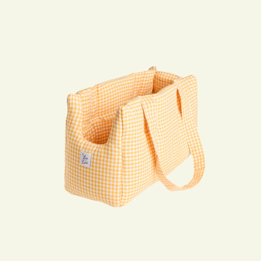 Vichy | Sac de transport en coton - fabrication artisanale - Jean - Poil - Jaune