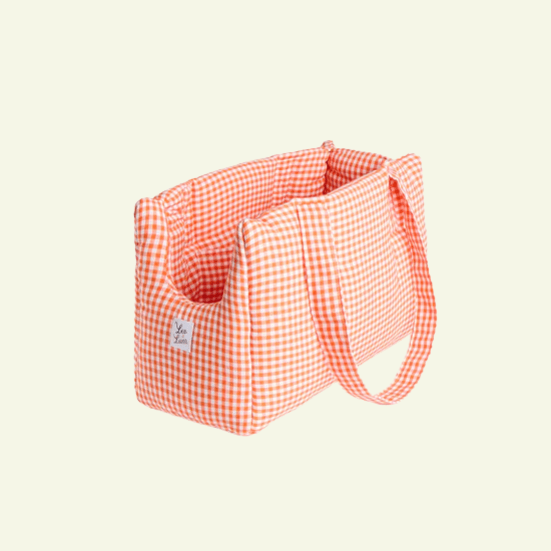 Vichy | Sac de transport en coton - fabrication artisanale - Jean - Poil - Orange