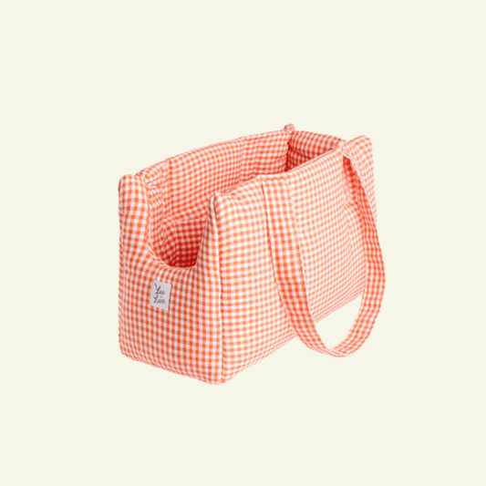 Vichy | Sac de transport en coton - fabrication artisanale - Jean - Poil - Orange