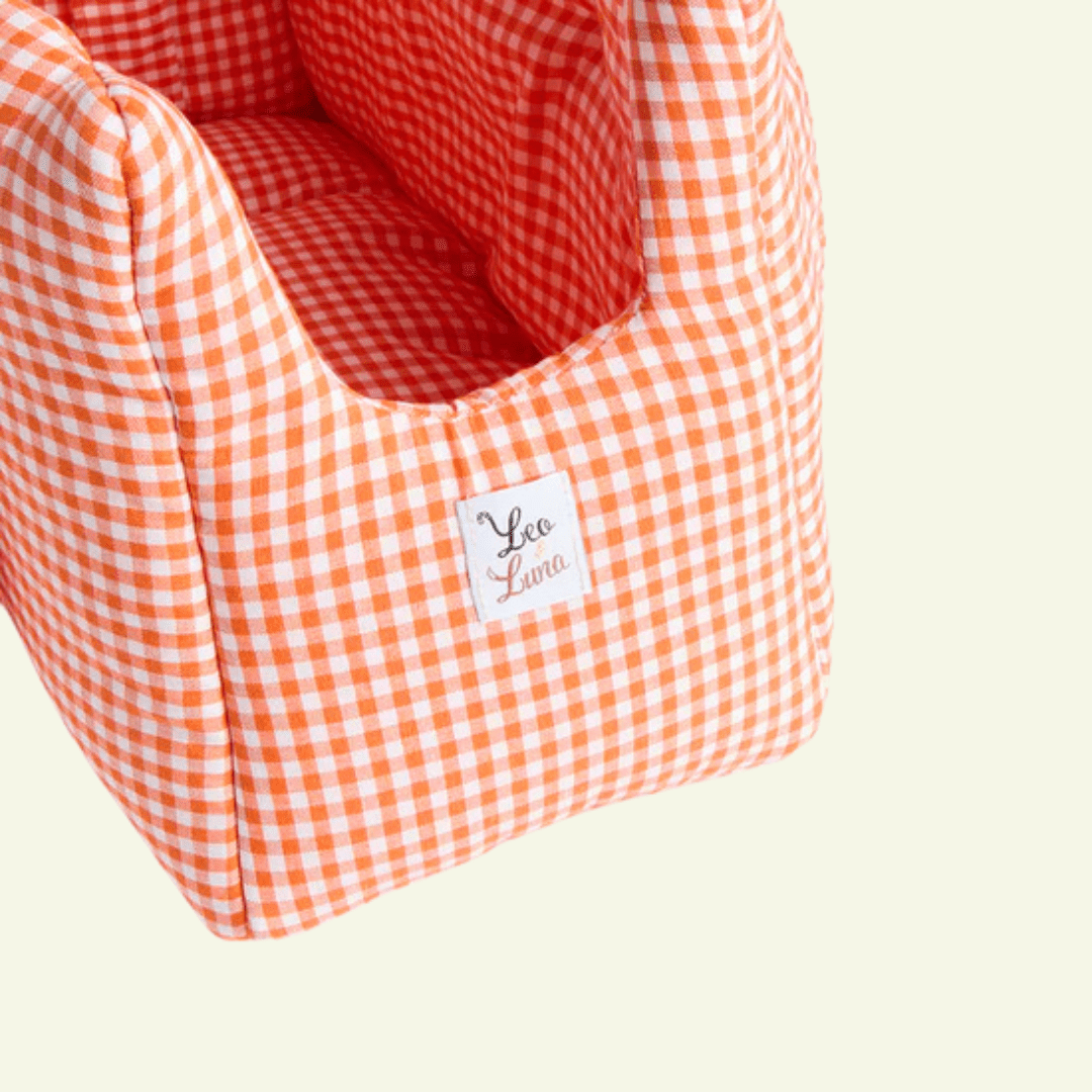 Vichy | Sac de transport en coton - fabrication artisanale - Jean - Poil - Orange