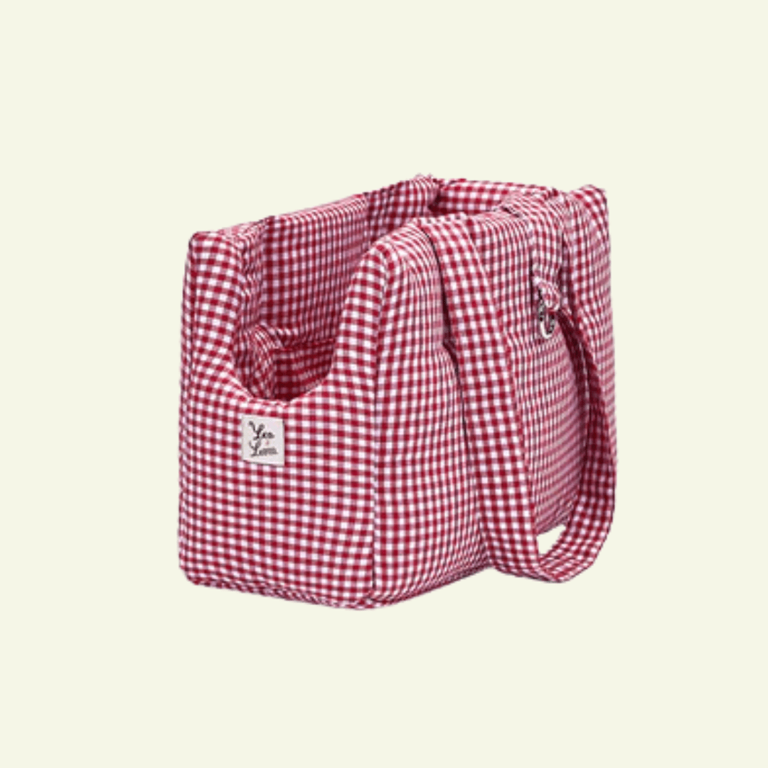 Vichy | Sac de transport en coton - fabrication artisanale - Jean - Poil - Rouge