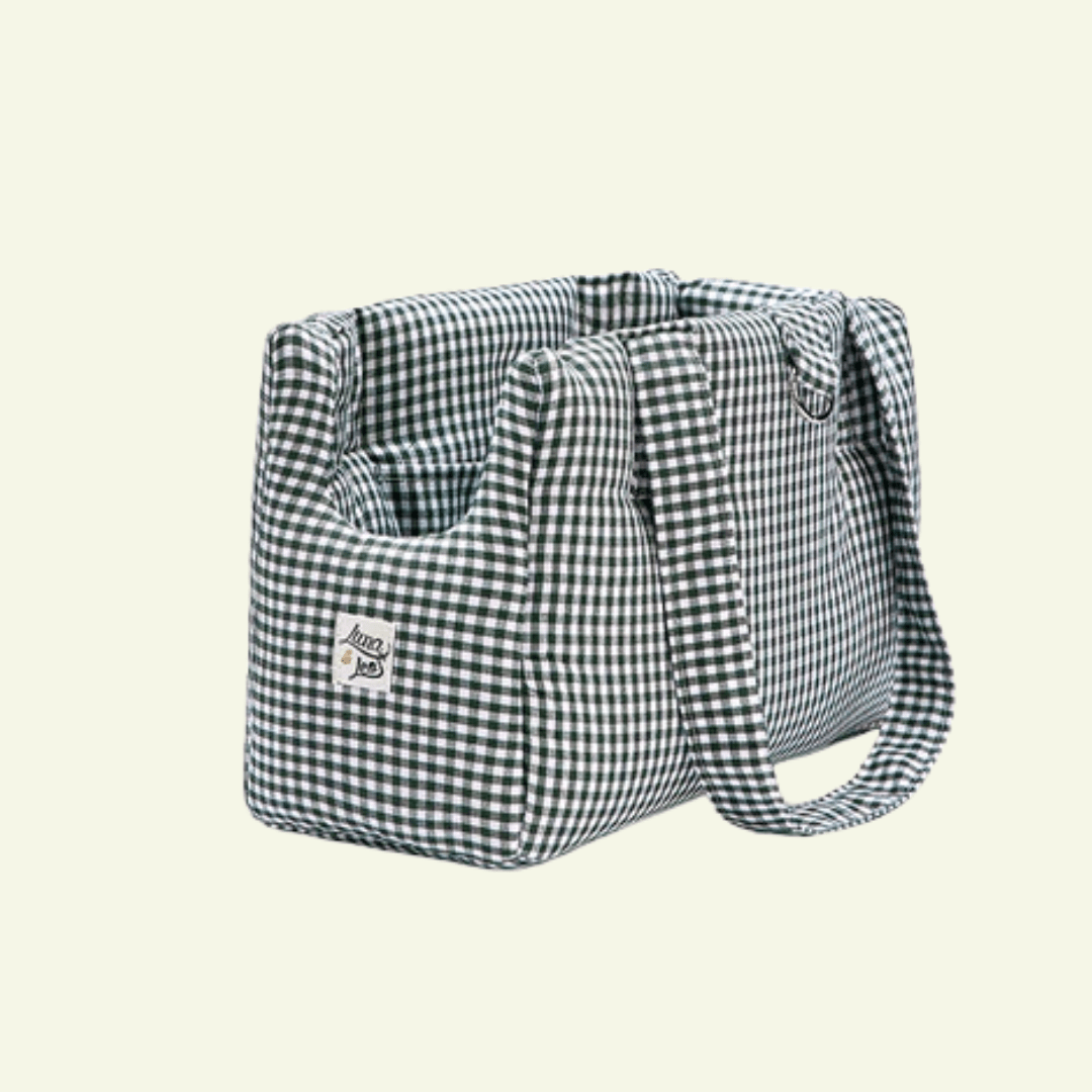 Vichy | Sac de transport en coton - fabrication artisanale - Jean - Poil - Vert