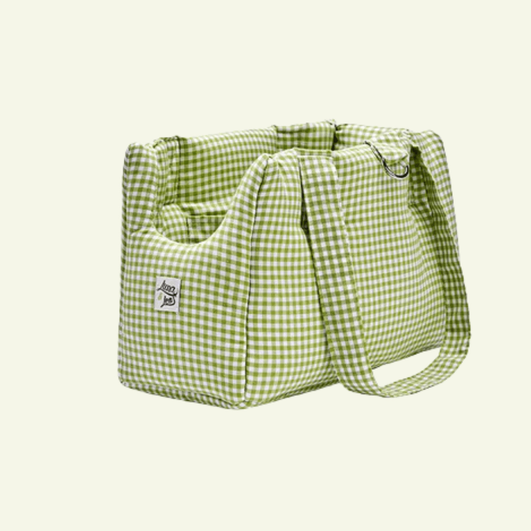 Vichy | Sac de transport en coton - fabrication artisanale - Jean - Poil - Vert clair