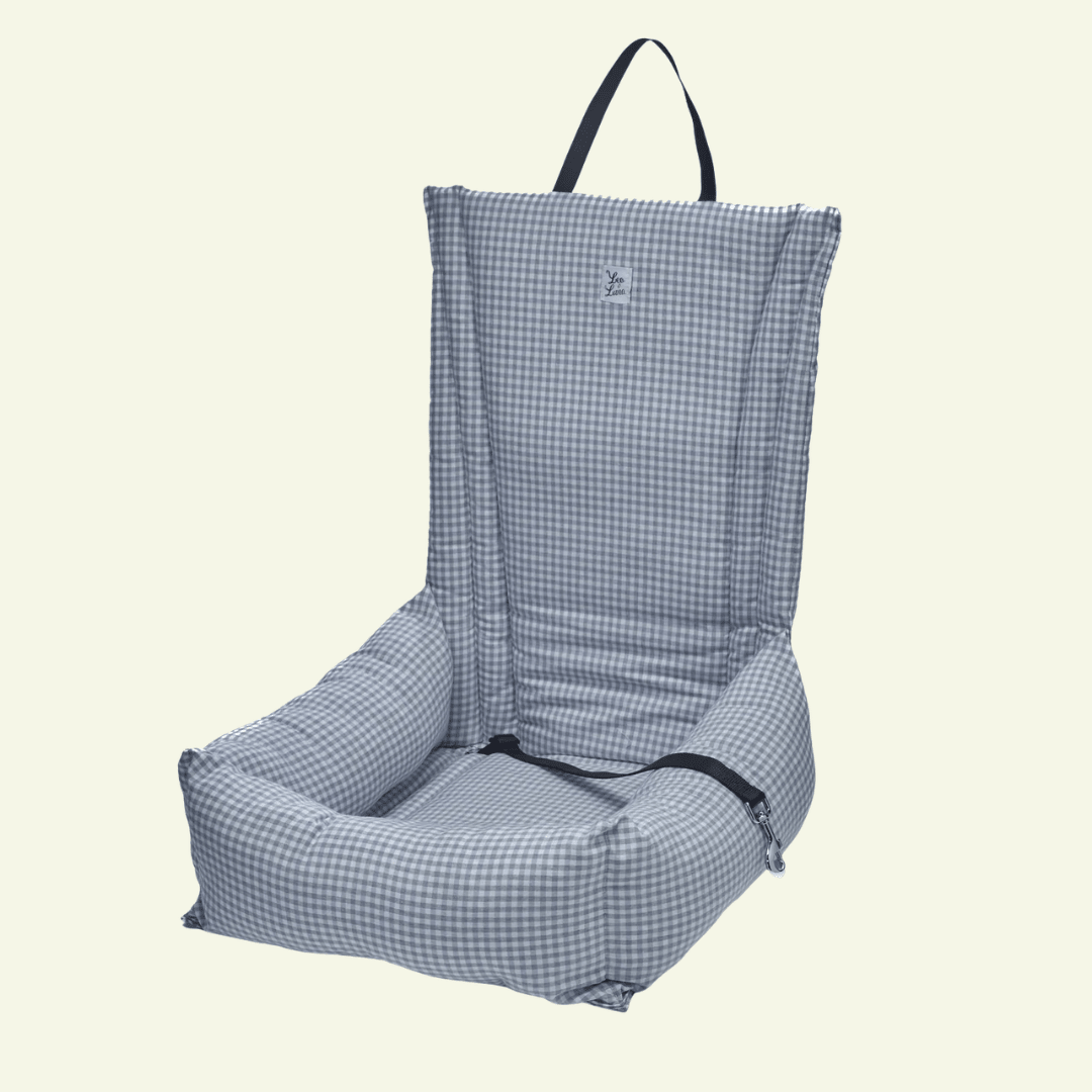 Vichy | Siège auto pour chien et chat - fabrication artisanale italienne (11 coloris) - Jean - Poil - Gris clair