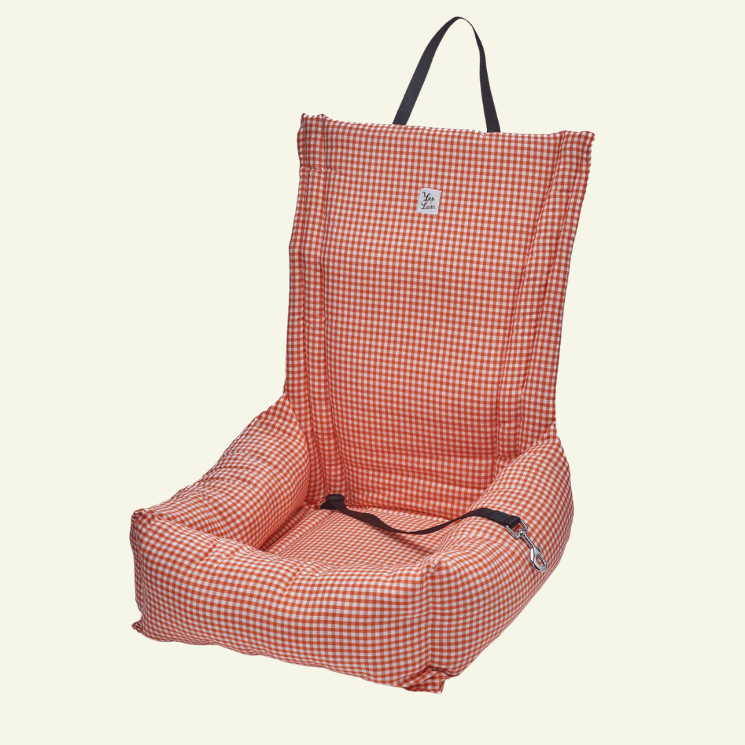 Vichy | Siège auto pour chien et chat - fabrication artisanale italienne (11 coloris) - Jean - Poil - Orange