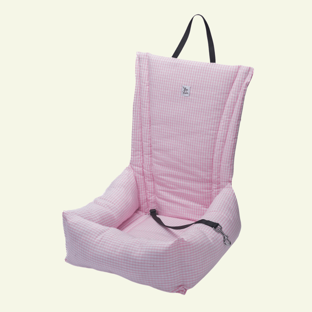Vichy | Siège auto pour chien et chat - fabrication artisanale italienne (11 coloris) - Jean - Poil - Rose