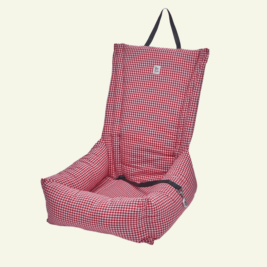 Vichy | Siège auto pour chien et chat - fabrication artisanale italienne (11 coloris) - Jean - Poil - Rouge