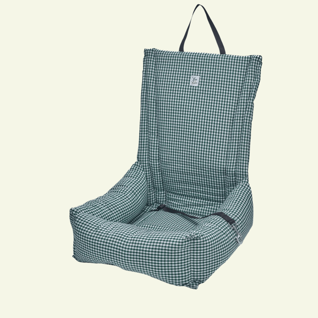 Vichy | Siège auto pour chien et chat - fabrication artisanale italienne (11 coloris) - Jean - Poil - Vert