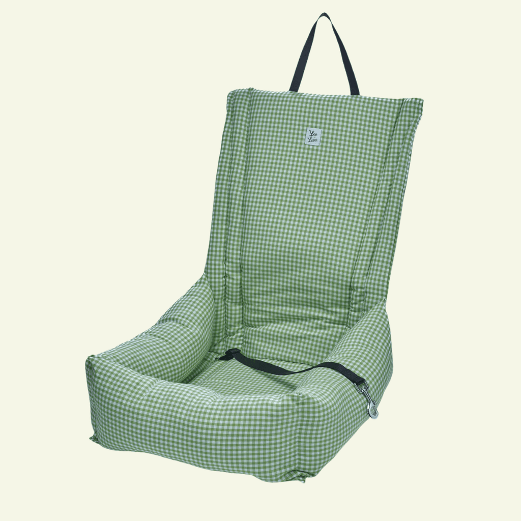 Vichy | Siège auto pour chien et chat - fabrication artisanale italienne (11 coloris) - Jean - Poil - Vert clair