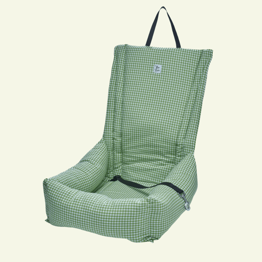 Vichy | Siège auto pour chien et chat - fabrication artisanale italienne (11 coloris) - Jean - Poil - Vert clair