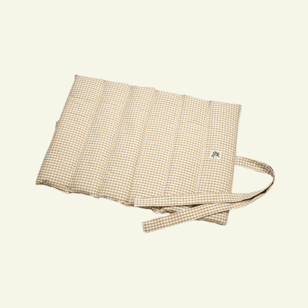 Vichy | Tapis de voyage enroulable - fabrication artisanale - Jean - Poil - Beige