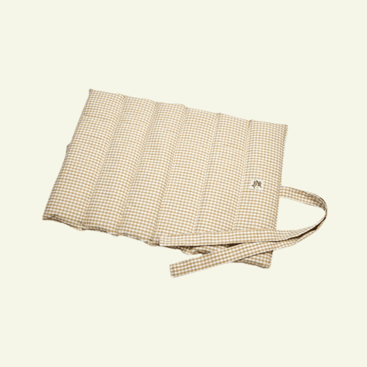 Vichy | Tapis de voyage enroulable - fabrication artisanale - Jean - Poil - Beige