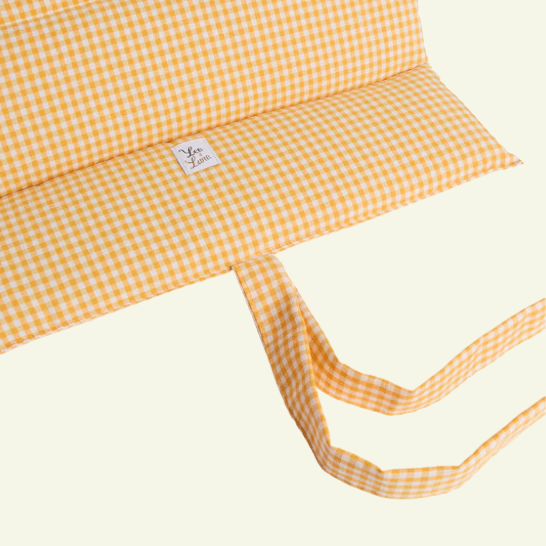 Vichy | Tapis de voyage enroulable - fabrication artisanale - Jean - Poil - Bleu ciel