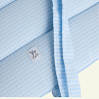 Vichy | Tapis de voyage enroulable - fabrication artisanale - Jean - Poil - Bleu ciel