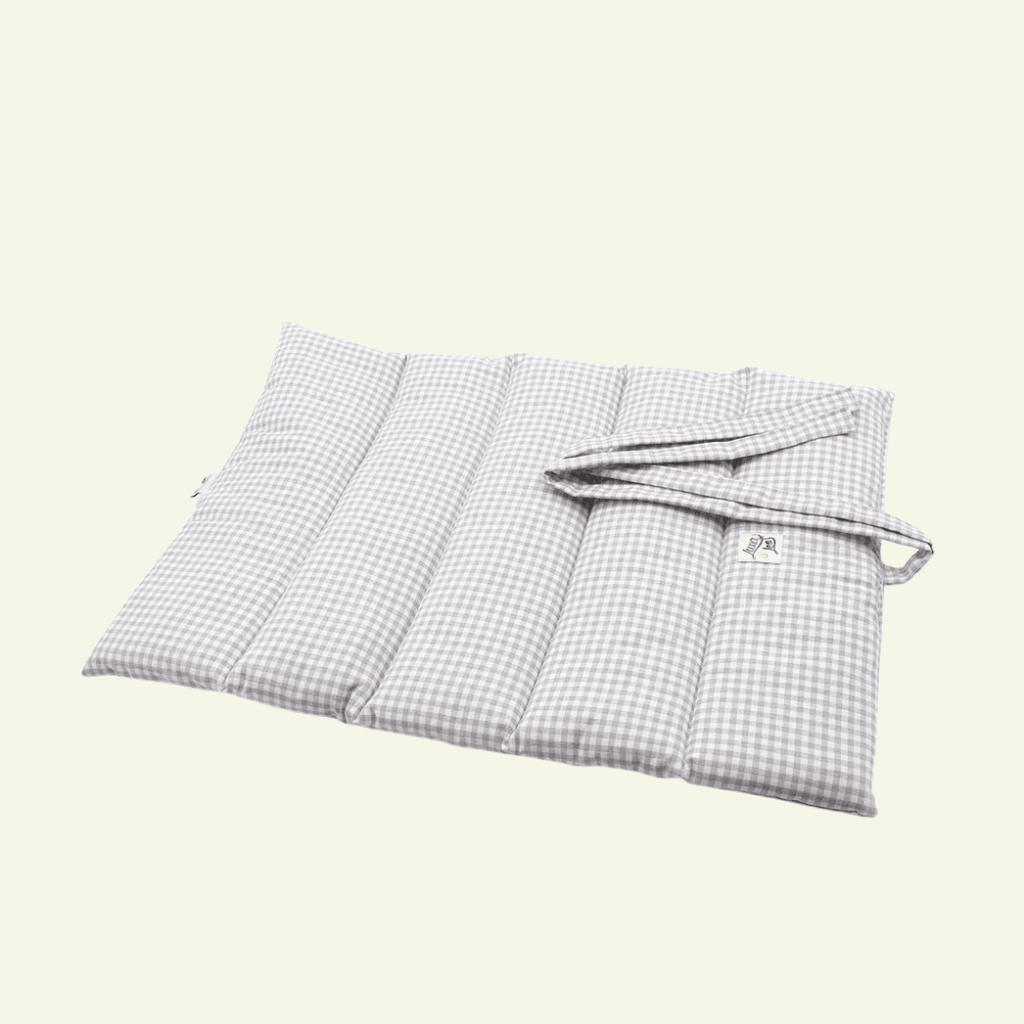 Vichy | Tapis de voyage enroulable - fabrication artisanale - Jean - Poil - Gris clair