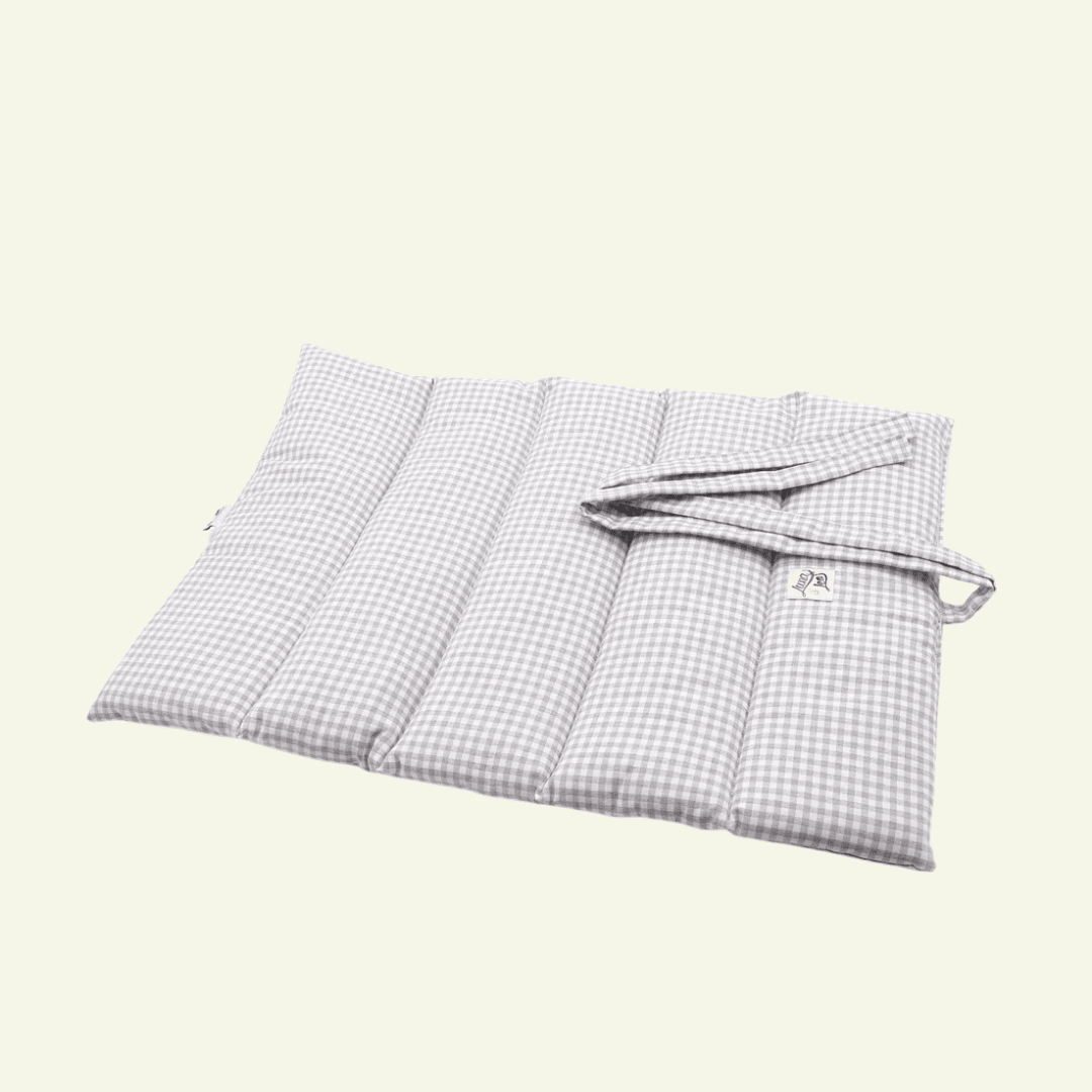 Vichy | Tapis de voyage enroulable - fabrication artisanale - Jean - Poil - Gris clair