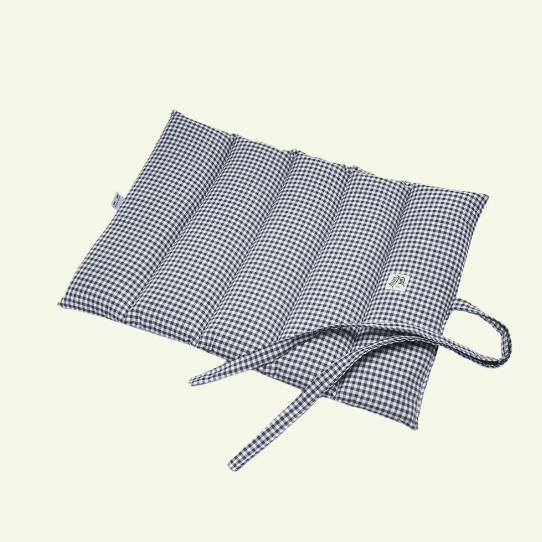 Vichy | Tapis de voyage enroulable - fabrication artisanale - Jean - Poil - Gris foncé
