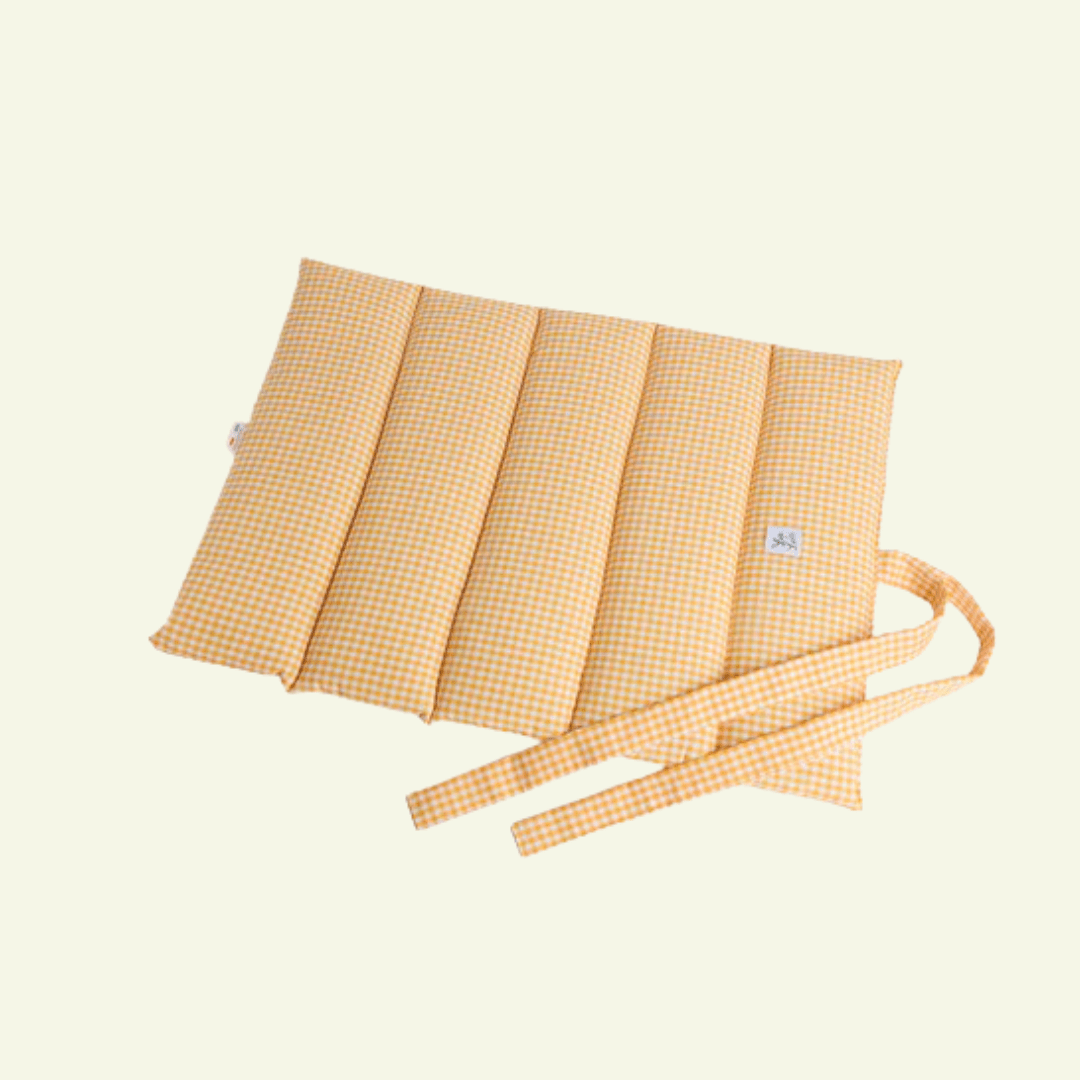 Vichy | Tapis de voyage enroulable - fabrication artisanale - Jean - Poil - Jaune