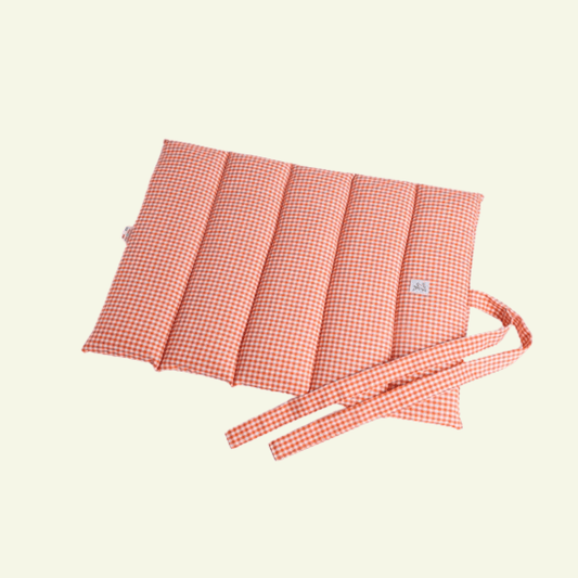 Vichy | Tapis de voyage enroulable - fabrication artisanale - Jean - Poil - Orange