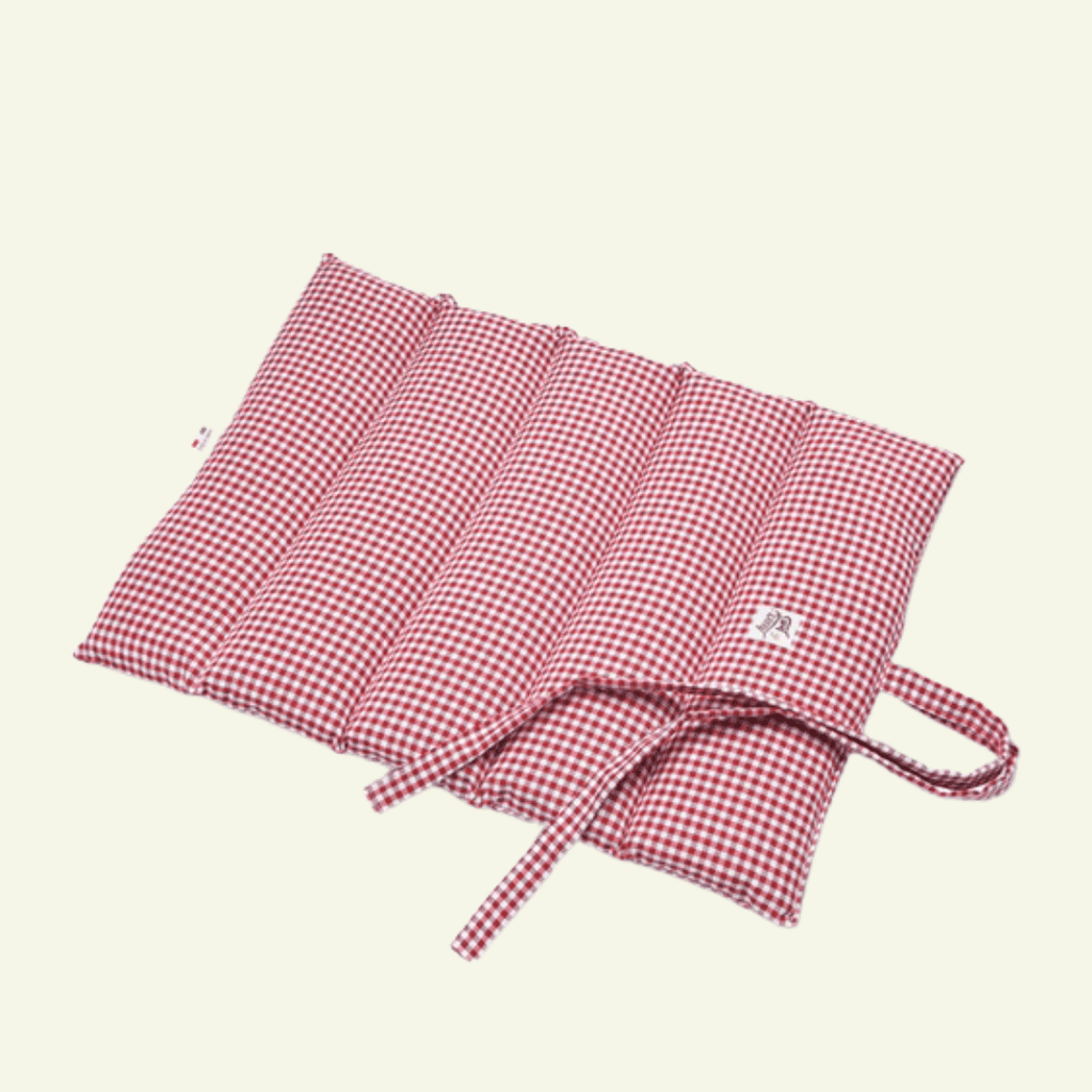 Vichy | Tapis de voyage enroulable - fabrication artisanale - Jean - Poil - Rouge