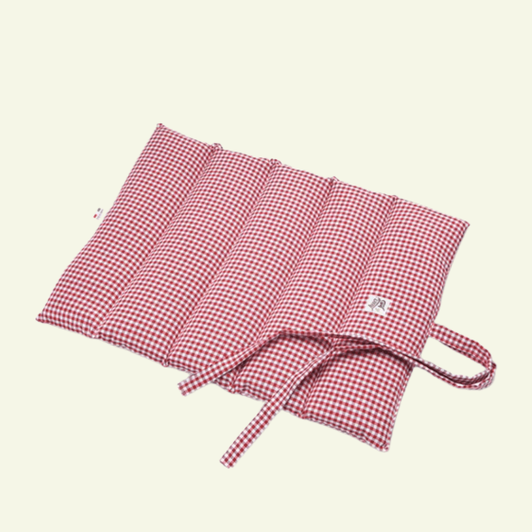 Vichy | Tapis de voyage enroulable - fabrication artisanale - Jean - Poil - Rouge