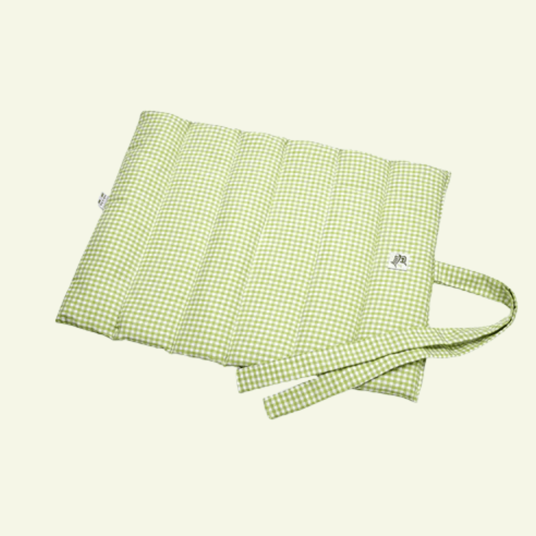 Vichy | Tapis de voyage enroulable - fabrication artisanale - Jean - Poil - Vert clair